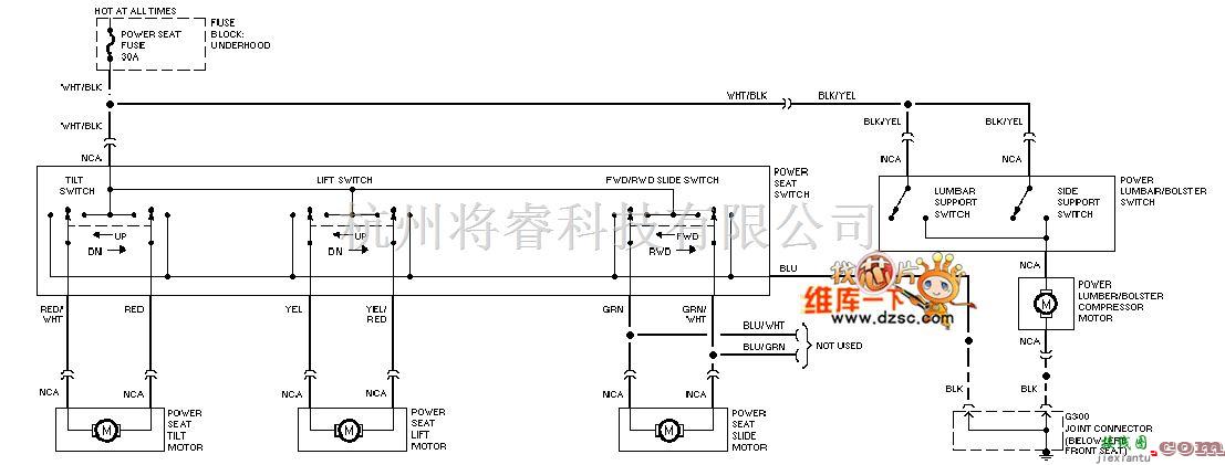 马自达中的马自达95PROBE电动座椅电路图  第1张