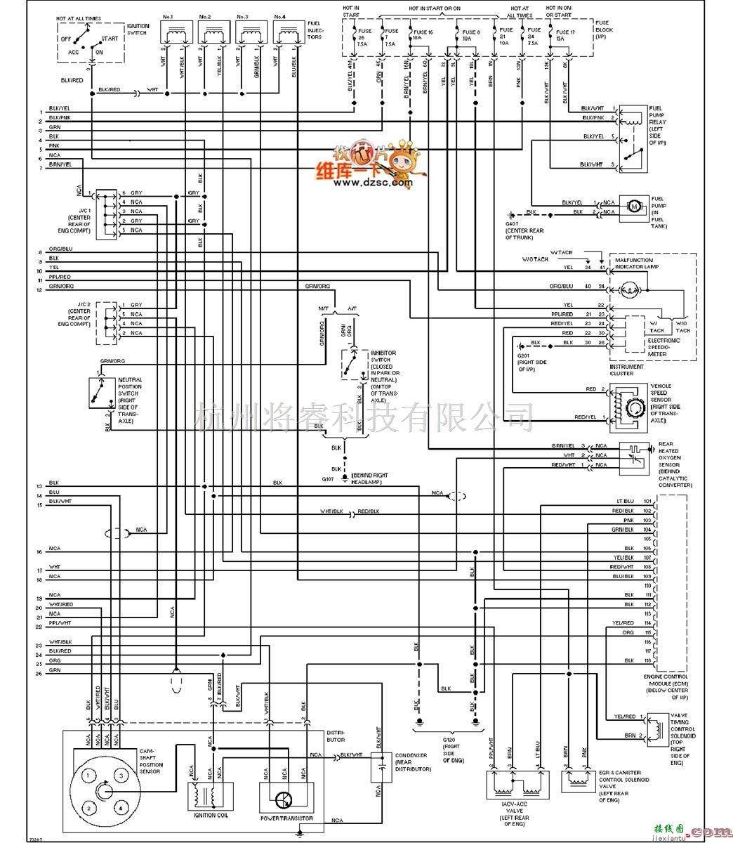 日产中的240SX-1995日产尼桑1.6L发动机性能电路图（续图）  第1张