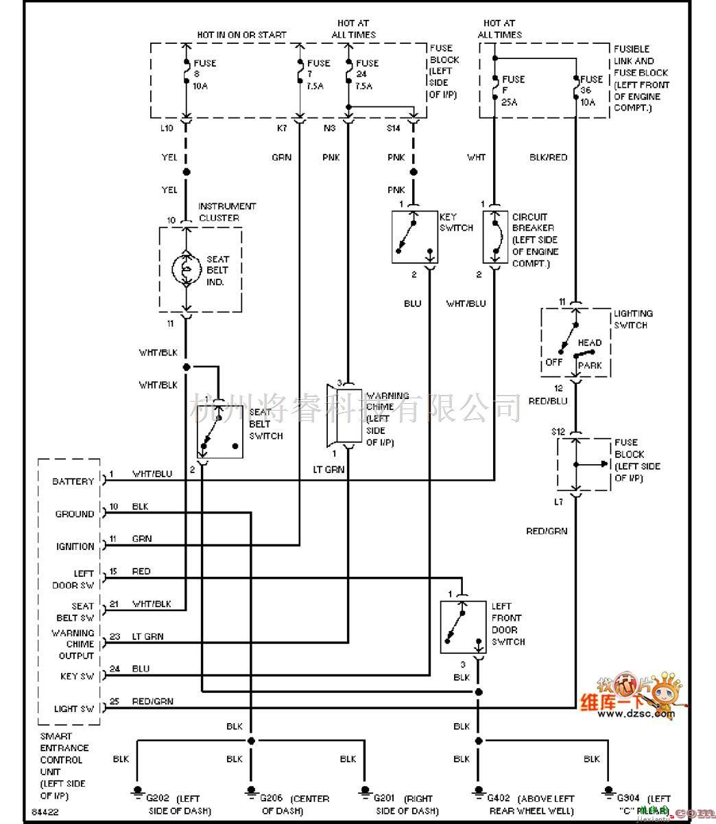 日产中的240SX-1996日产尼桑报警系统电路图(带有电动门锁)  第1张