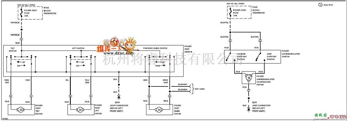 马自达中的马自达94PROBE电动座椅电路图  第1张