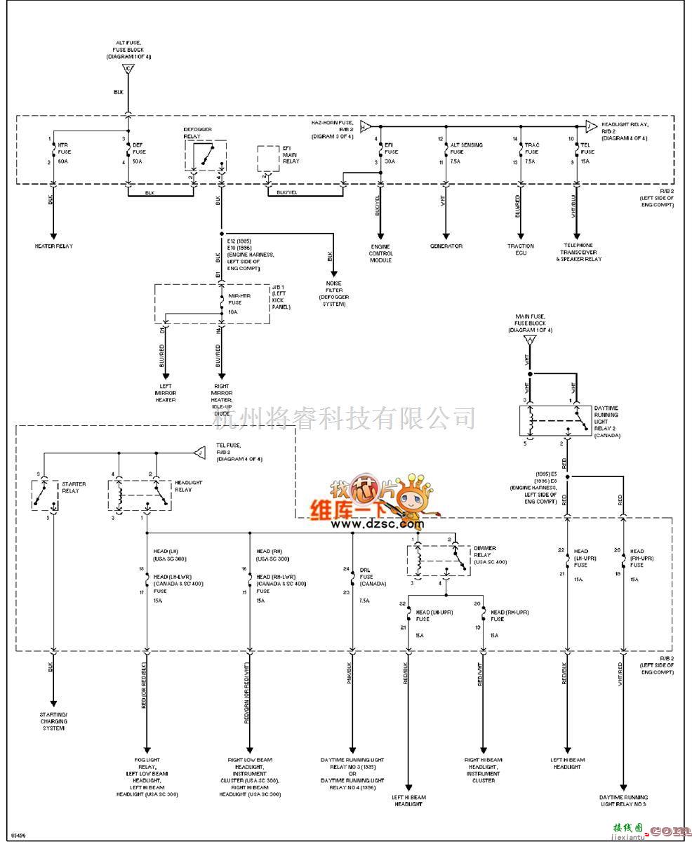 丰田中的96年凌志SC400电源分配电路图  第3张