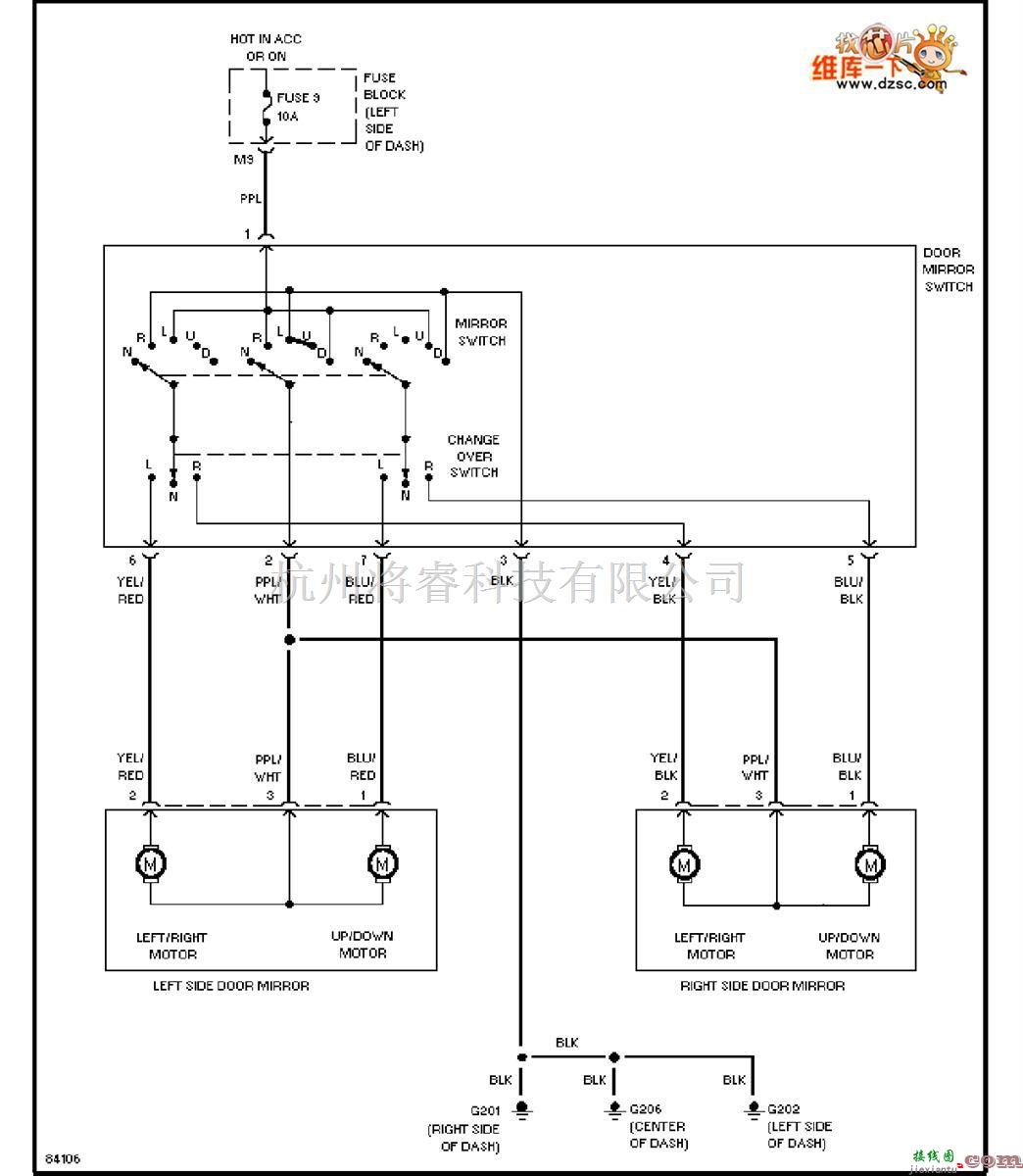 日产中的240SX-1996日产尼桑电动后视镜电路图  第1张