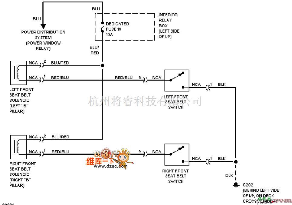 马自达中的马自达95DIAMANTE电子拉紧放松器电路图  第1张