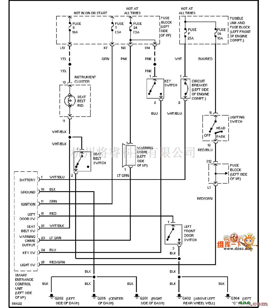 日产中的240SX-1995日产尼桑报警系统电路图(带有电动门锁)  第1张