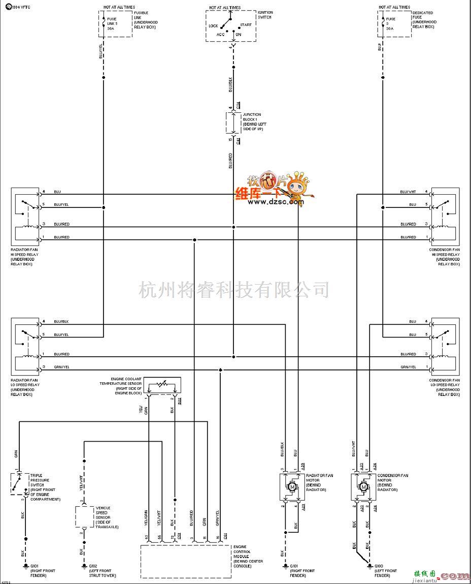 马自达中的马自达93GALANT制冷风扇电路图  第1张