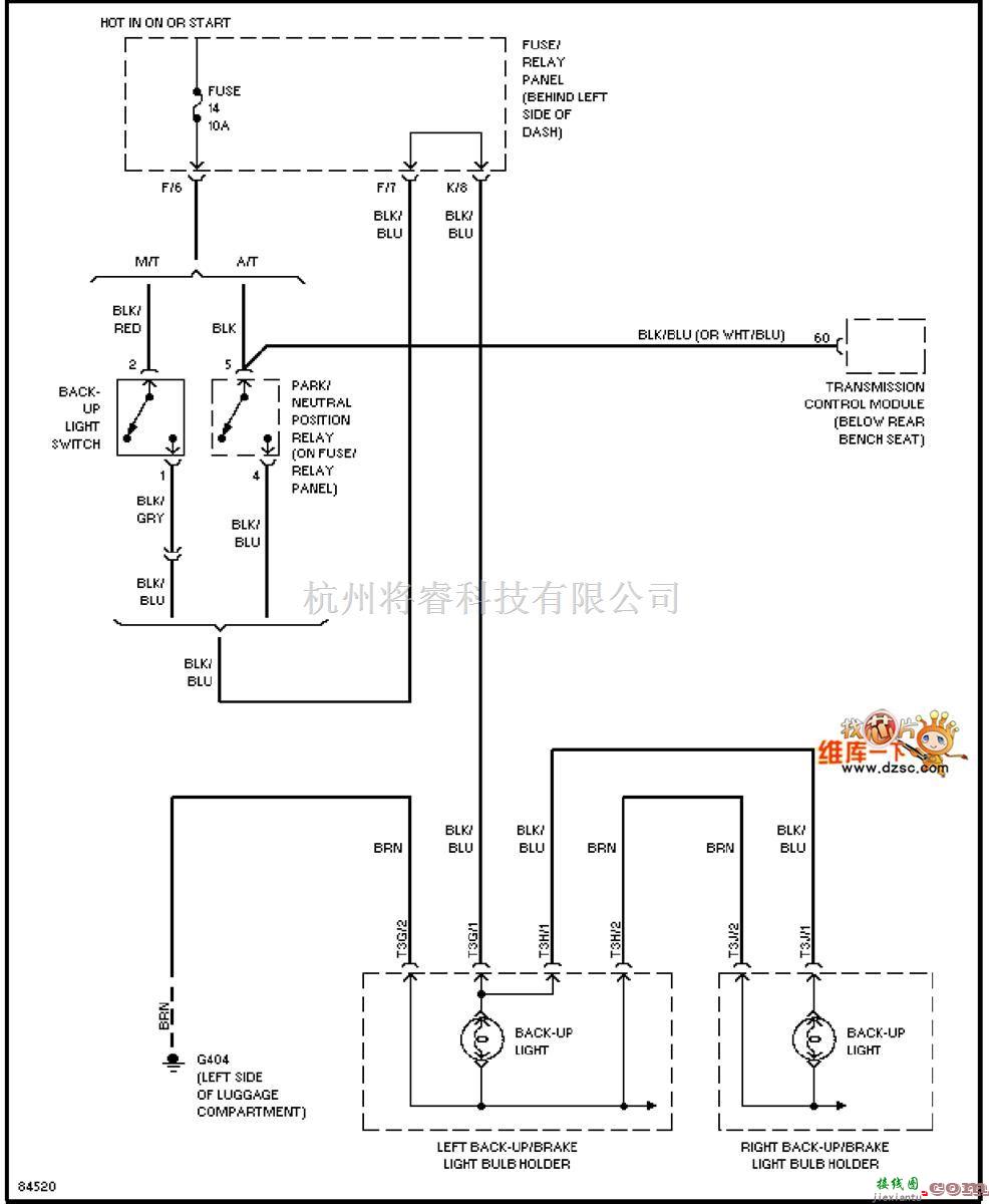 大众（一汽）中的1996捷达倒车灯电路图  第1张