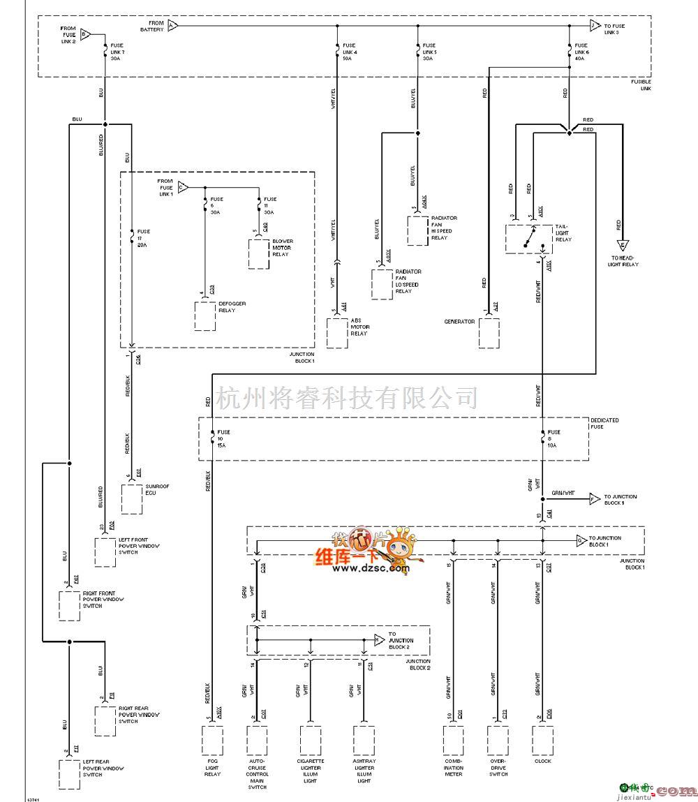 马自达中的马自达94GALANT电源分配电路图  第1张