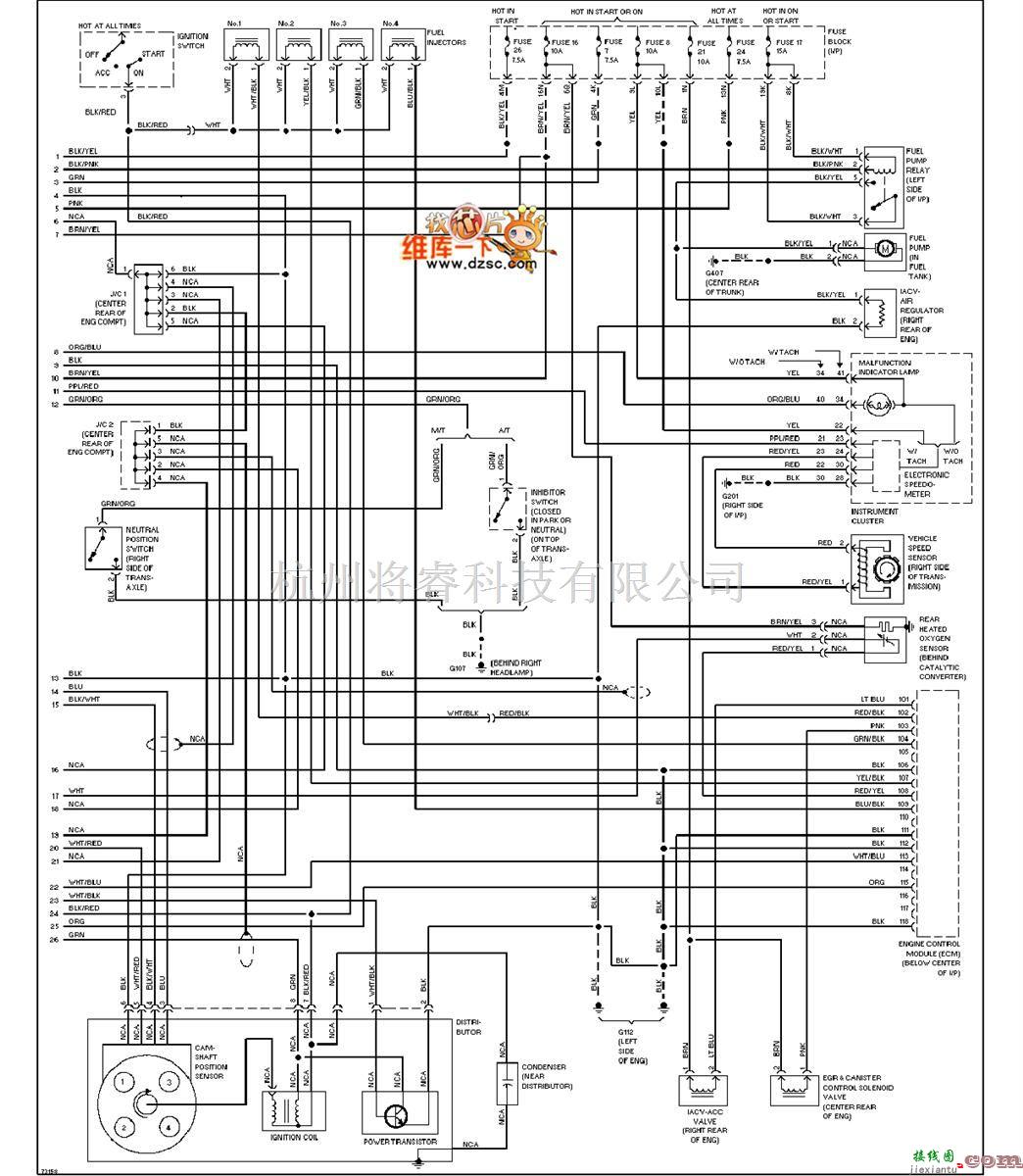 日产中的240SX-1995日产尼桑2.0L发动机性能电路图（续图）  第1张