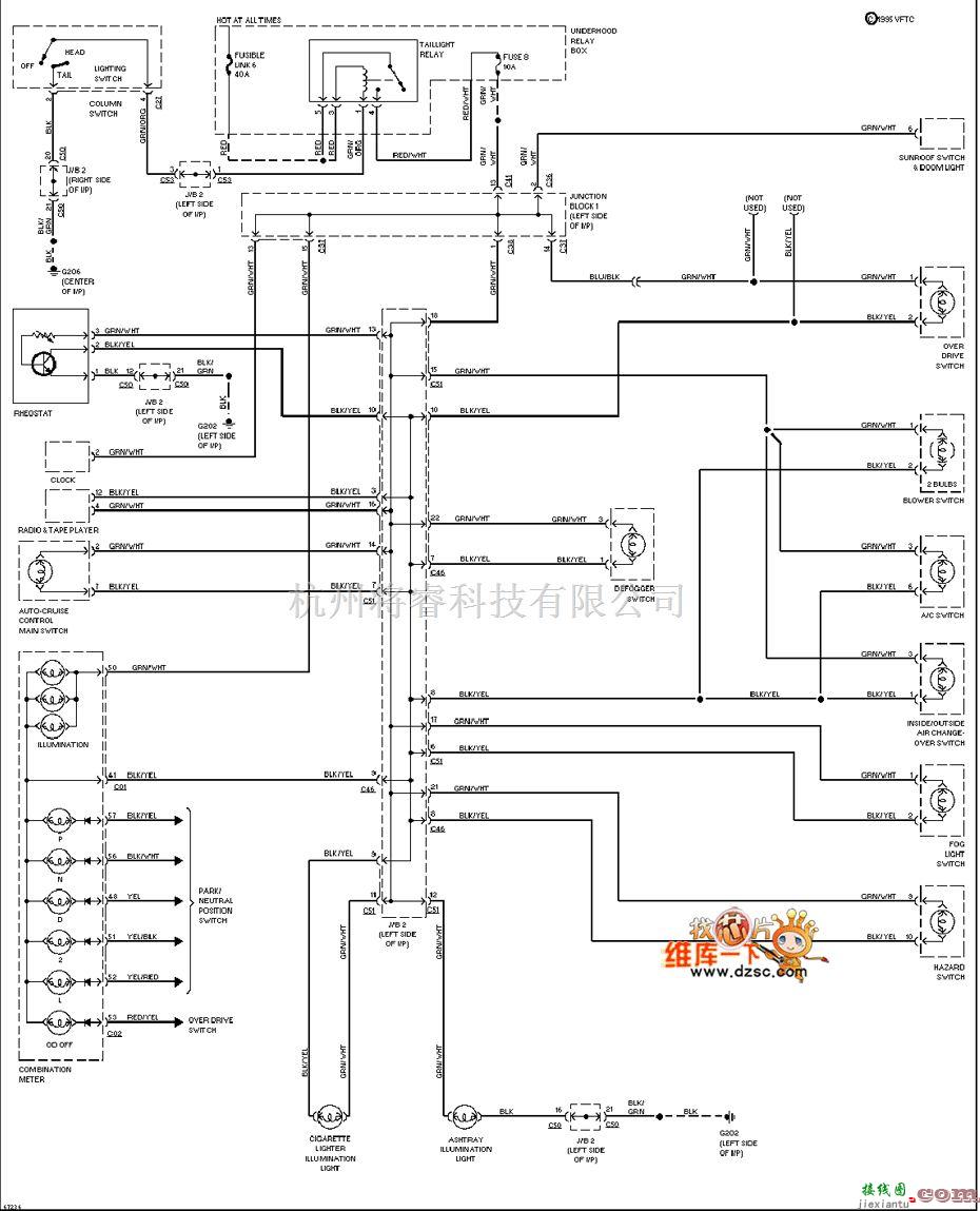 马自达中的马自达95GALANT仪表板照明电路图  第1张