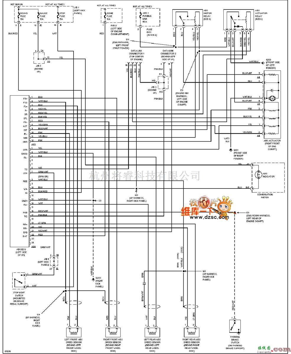 丰田中的96年凌志SC400 ABS电路图(无牵引控制)  第1张