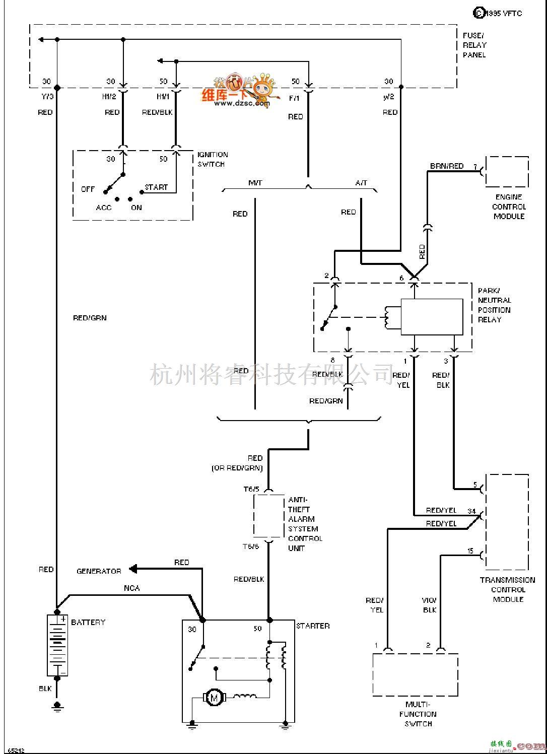 大众（一汽）中的1994年捷达 起动电路图  第1张