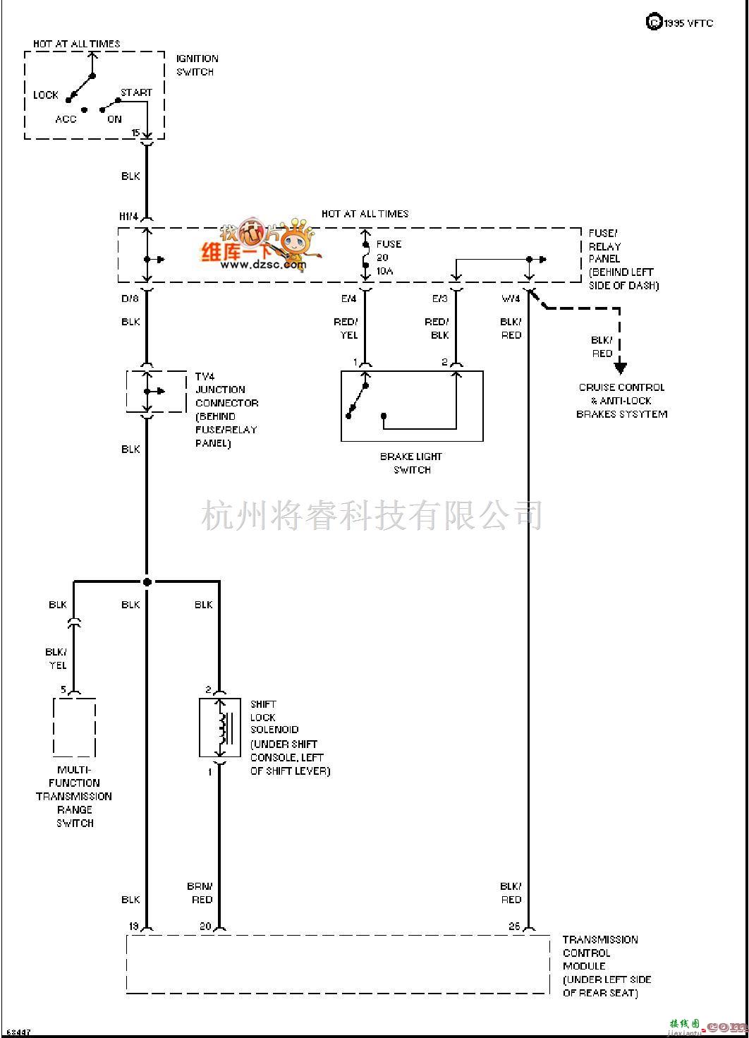 大众（一汽）中的1994捷达 换档联锁电路图  第1张