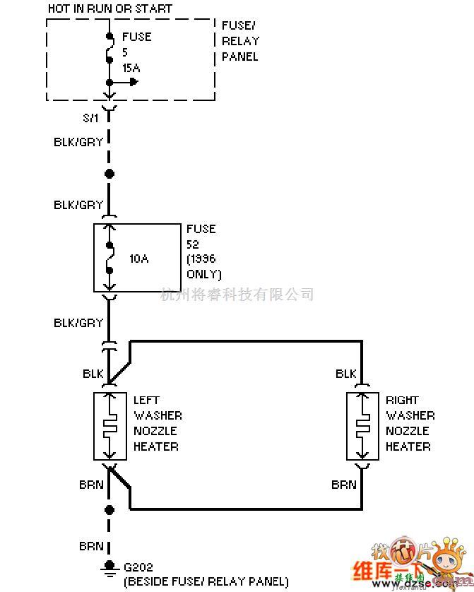 大众（一汽）中的1995捷达 风玻清洗器加热电路图  第1张