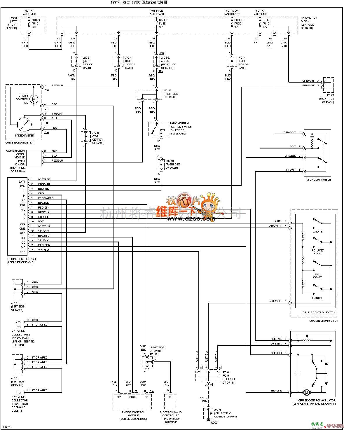 丰田中的97年凌志ES300巡航控制电路图  第1张
