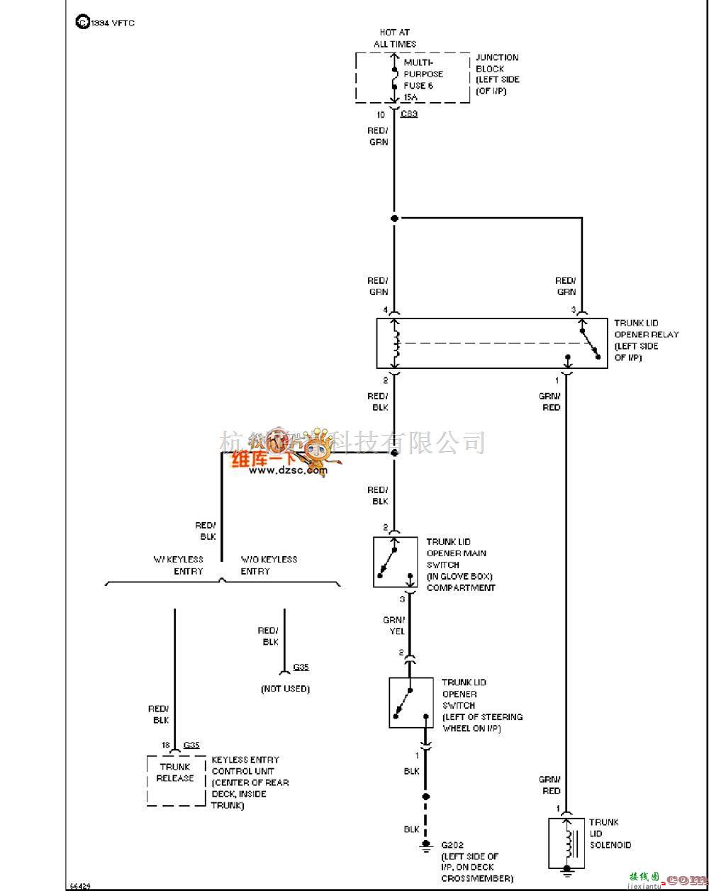 马自达中的马自达94DIAMANTE行李箱开启电路图  第1张