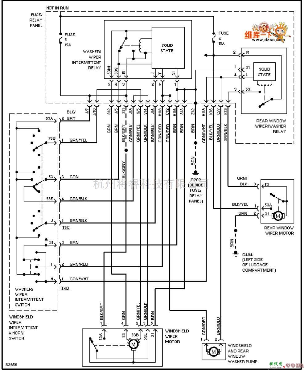 大众（一汽）中的1996捷达 雨刮清洗器电路图  第1张