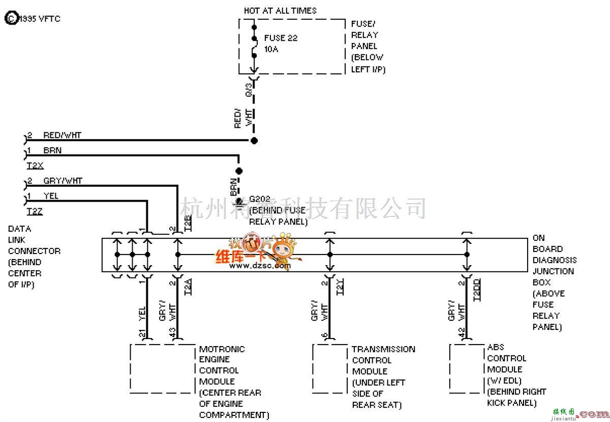 大众（一汽）中的1994捷达 电脑数据线图  第1张