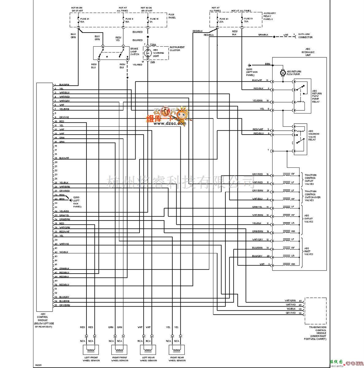 奥迪中的1996奥迪 A6 防抱死制动电路图（FQuattro）  第1张