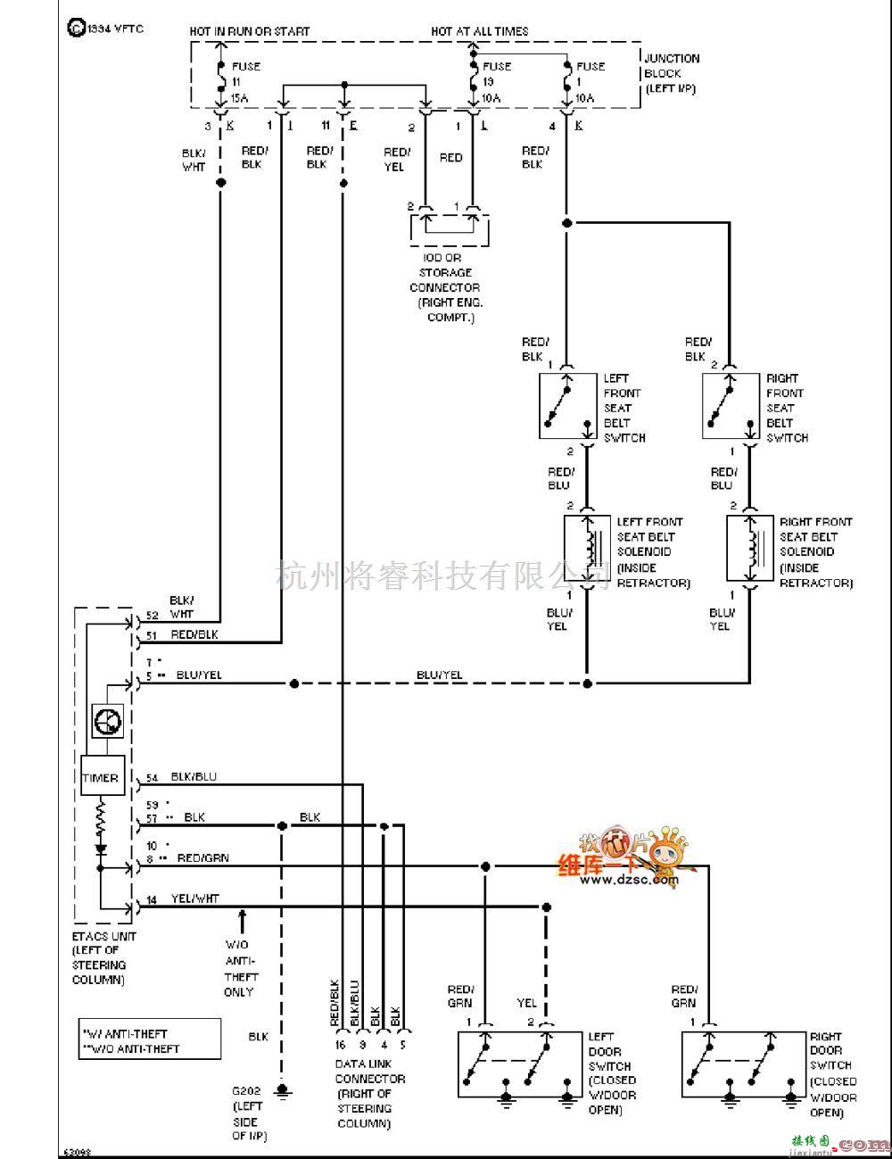 马自达中的马自达953000GT电子拉紧放松器电路图  第1张