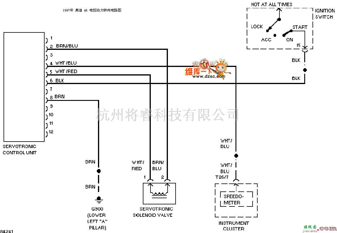 奥迪中的1997奥迪 A6 电控动力转向电路图  第1张