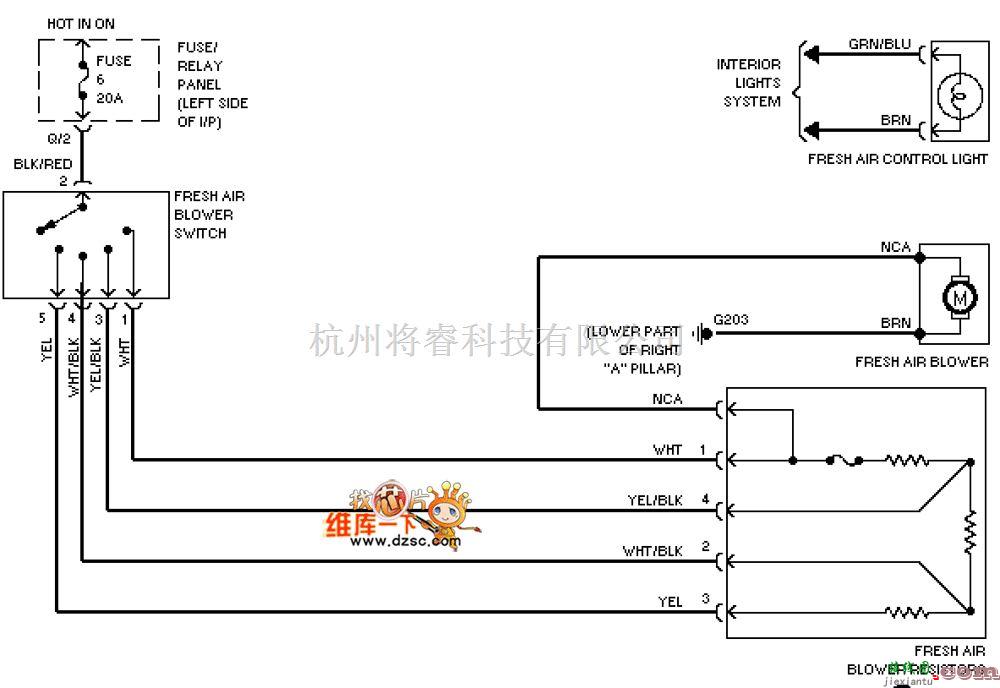 大众（一汽）中的1994年捷达 加热器电路图  第1张