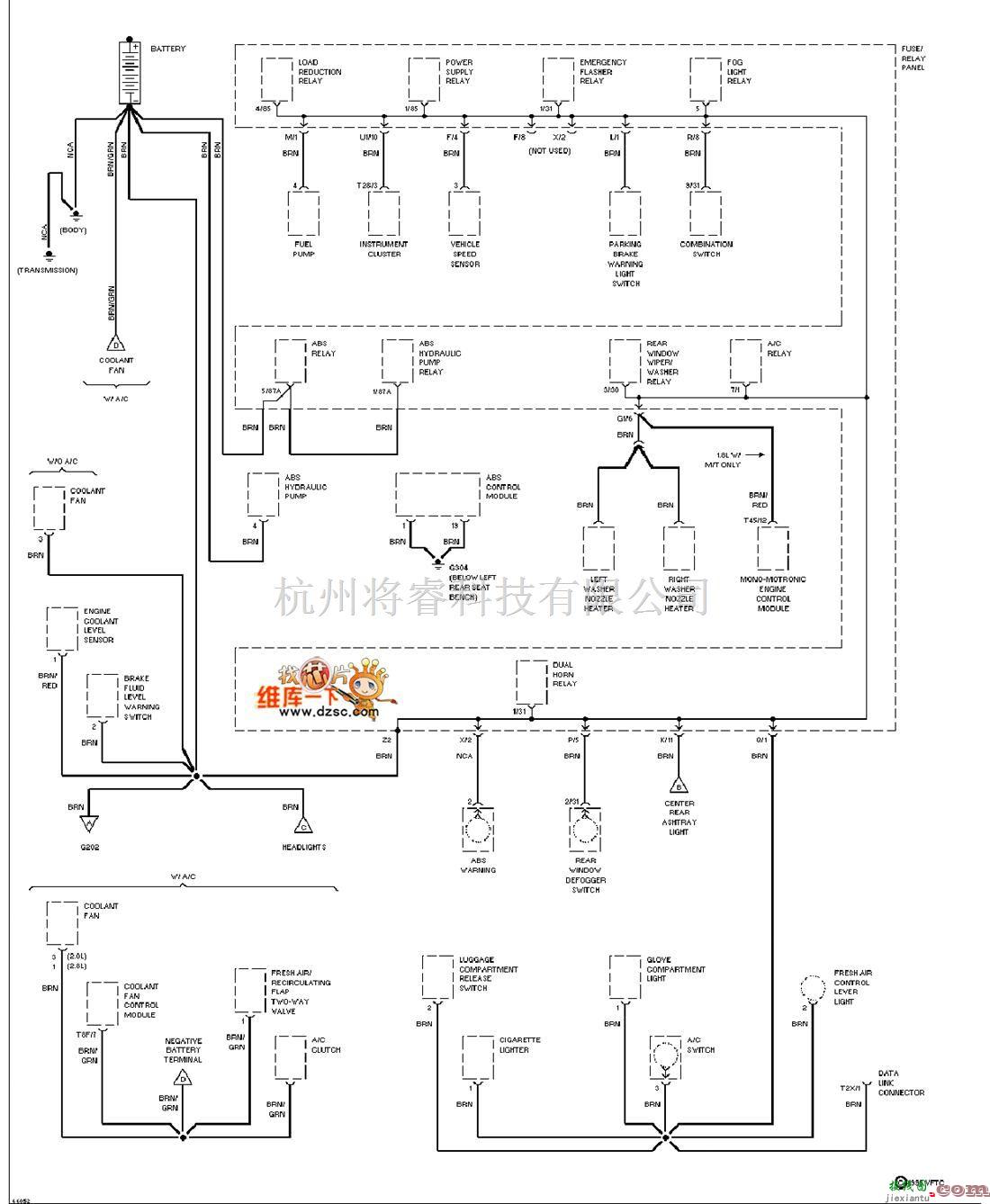 大众（一汽）中的1994年捷达 搭铁分布电路图（一）  第1张