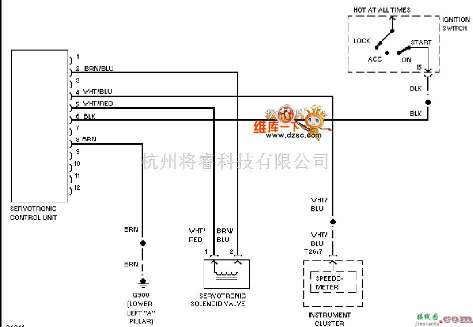 奥迪中的1996奥迪 A6 电子动力转向电路图  第1张