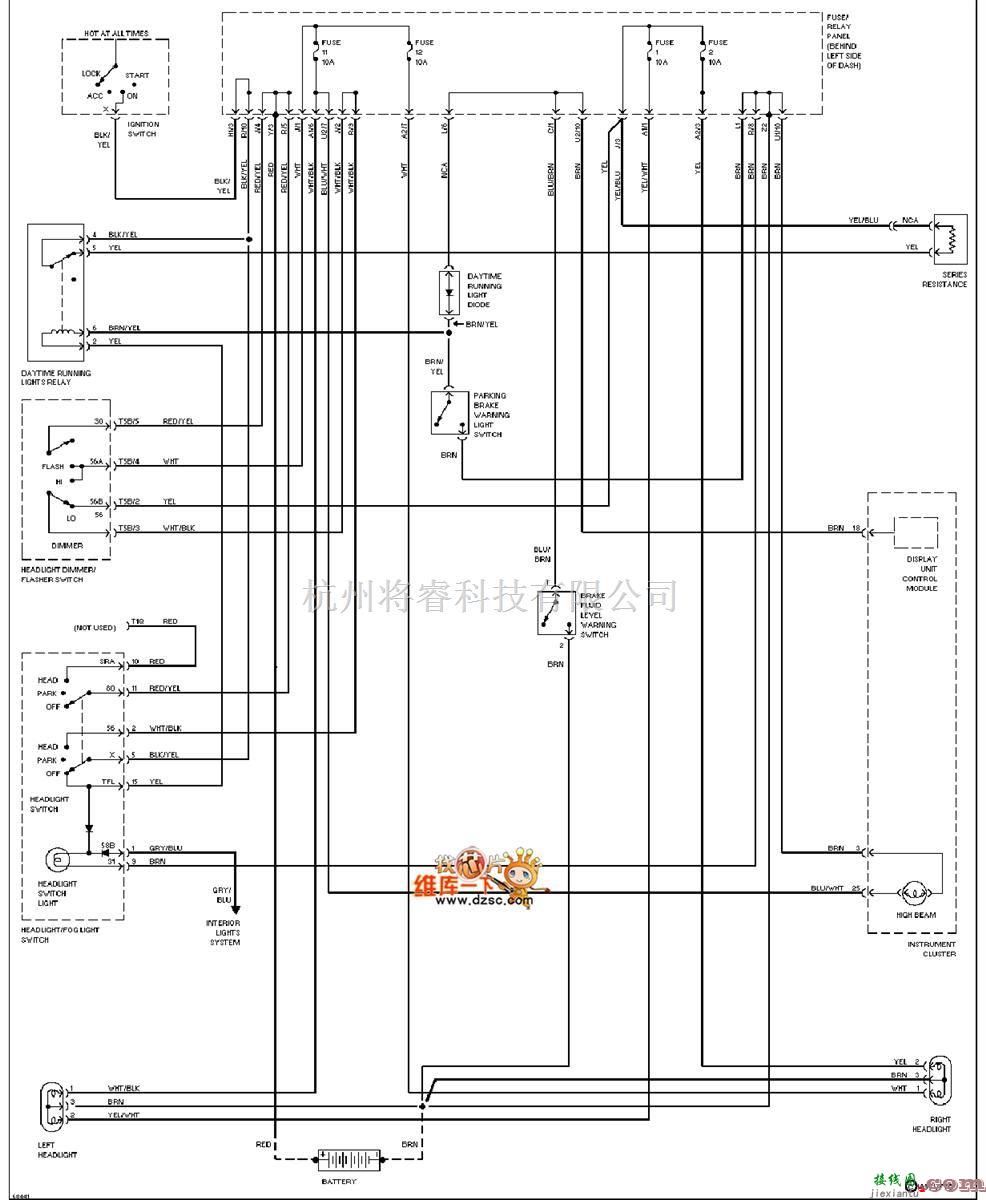 大众（一汽）中的1994捷达 大灯电路图(带DRL)  第1张