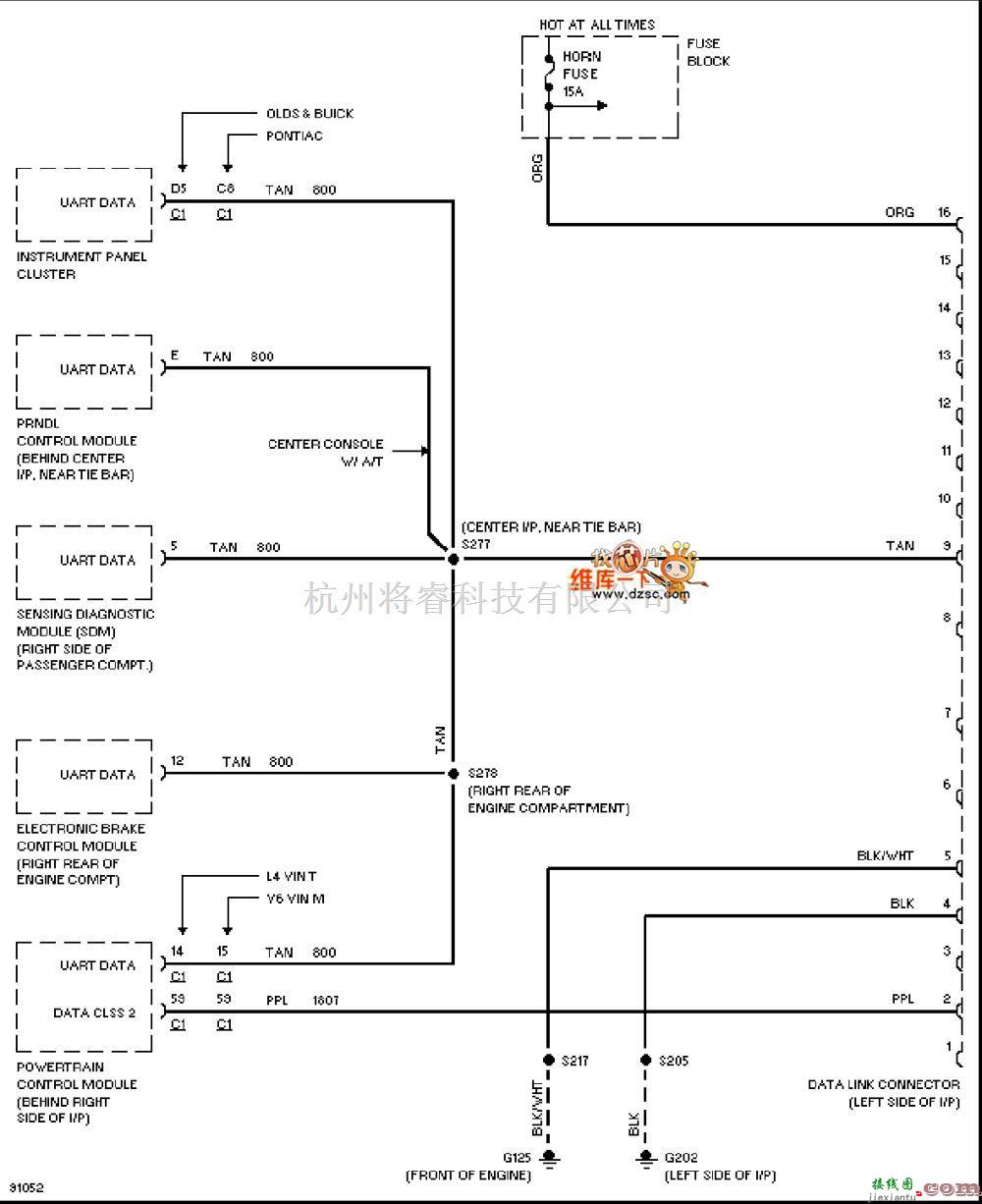 通用97奥兹莫比尔ACHIEVA电脑数据连线电路图  第1张