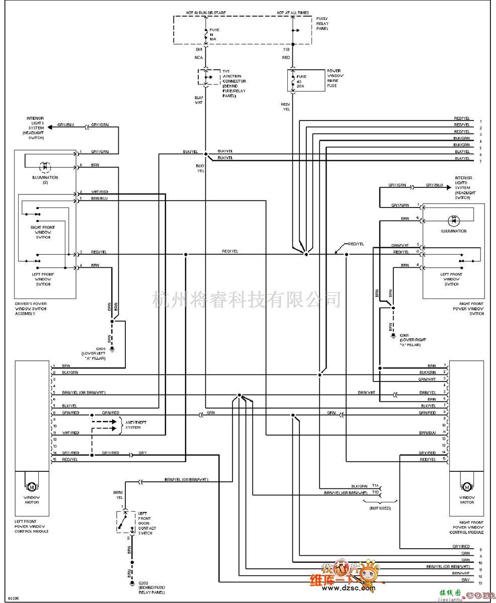 大众（一汽）中的1996捷达 电动窗电路图（一）  第1张