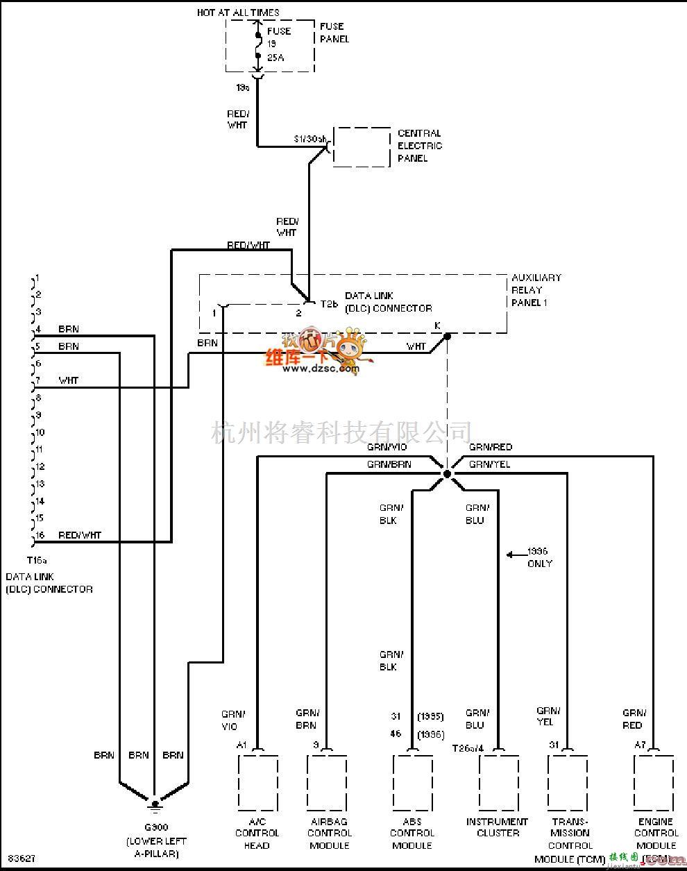 奥迪中的1996奥迪 A6 电脑数据线图  第1张