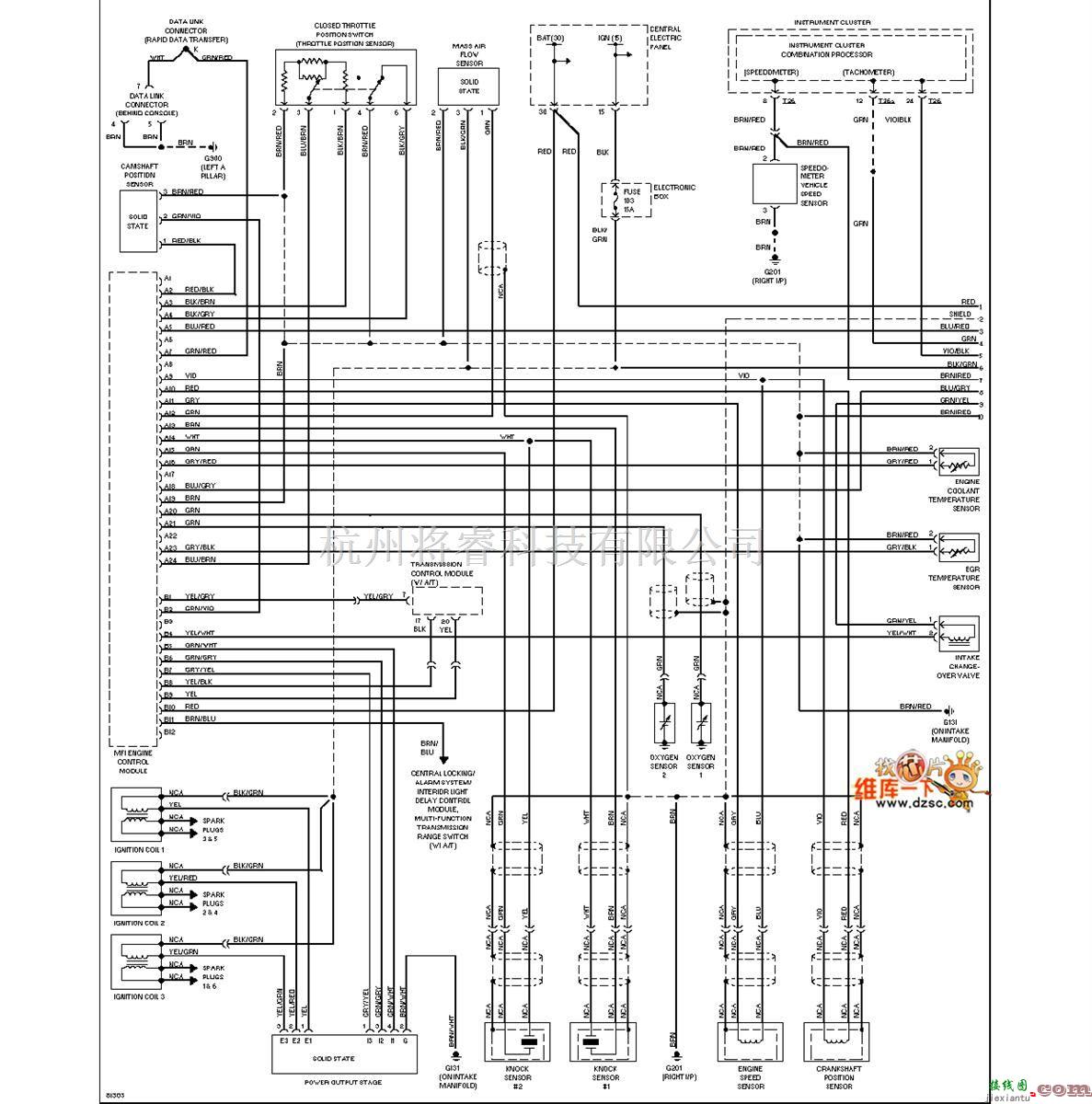 奥迪中的1996奥迪 A6 发动机性能电路图  第1张