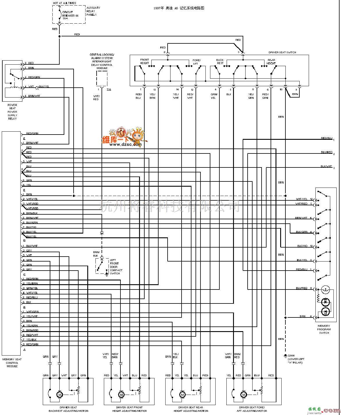 奥迪中的1997奥迪 A6 记忆系统电路图  第1张