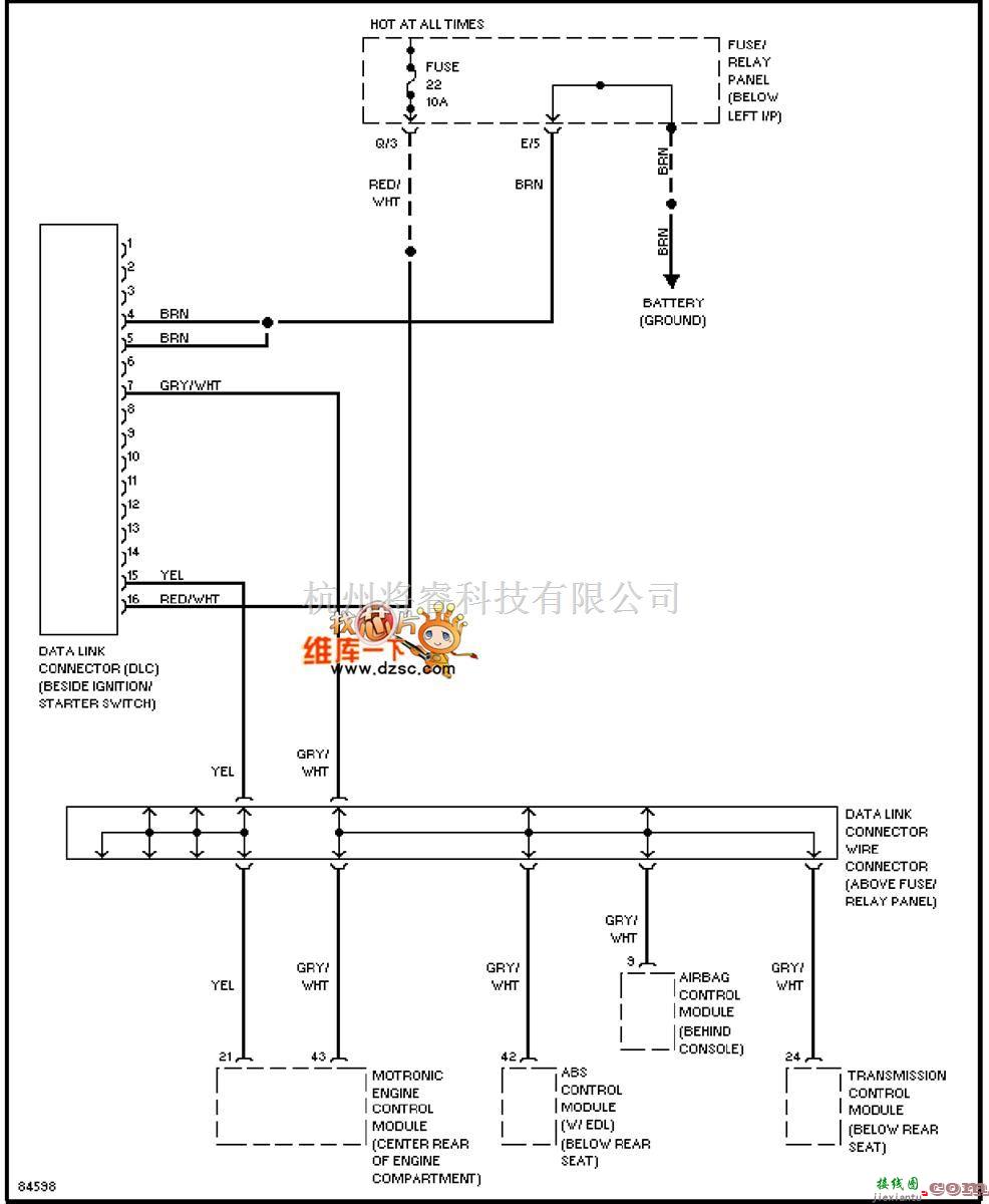 大众（一汽）中的95大众GOLF电脑数据线图  第1张