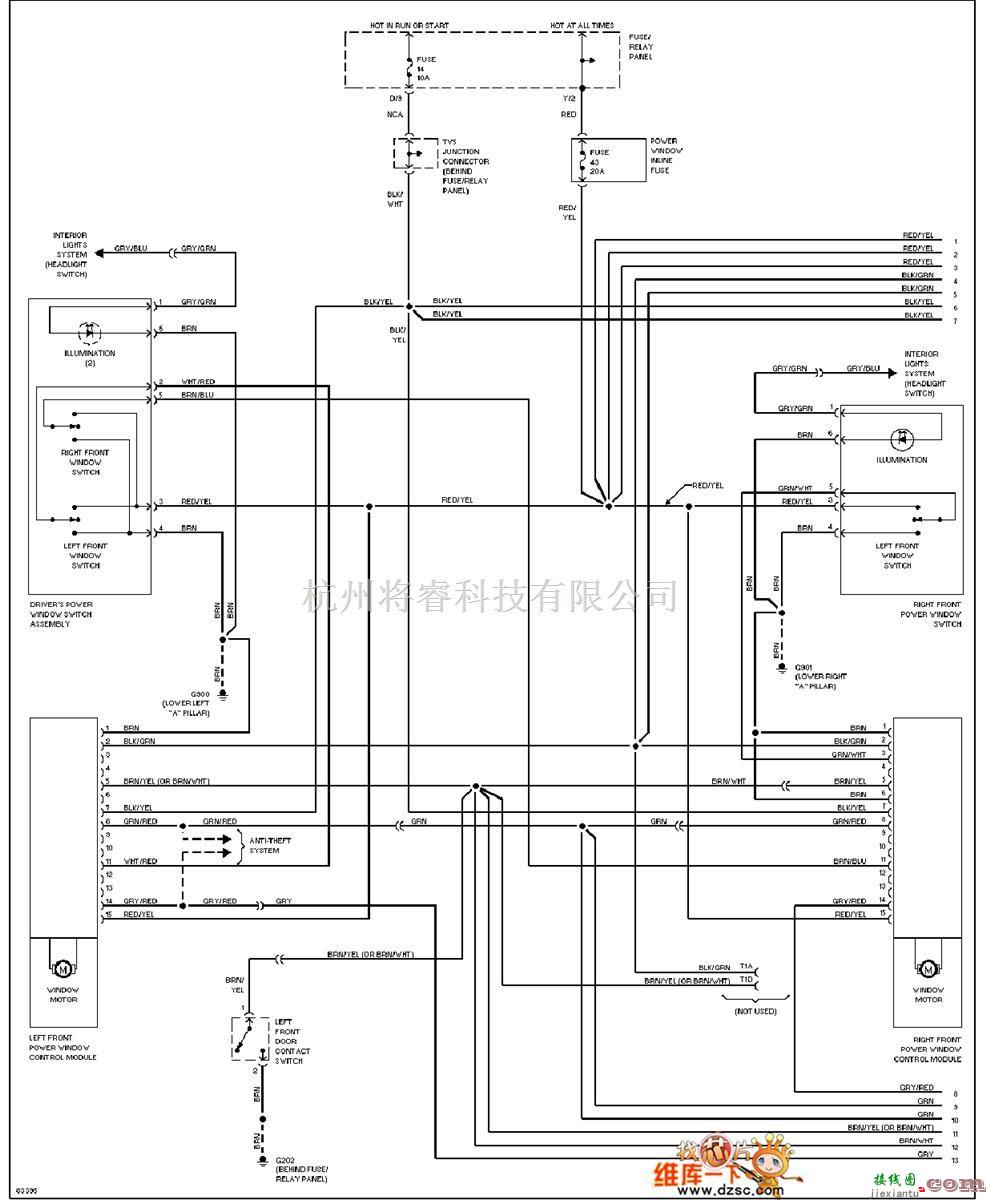 大众（一汽）中的1995捷达  电动窗电路图（一） 第1张