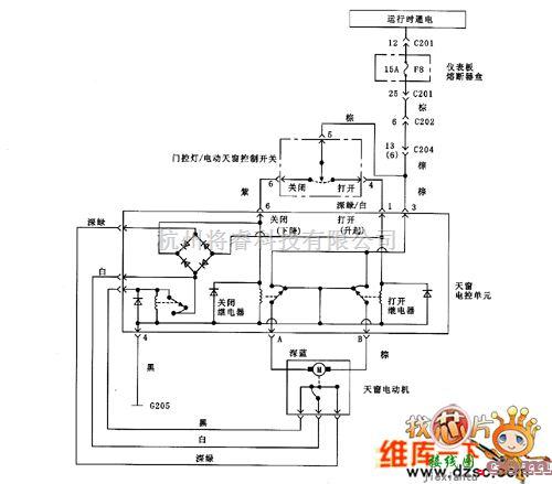 别克中的电动天窗电路图  第1张