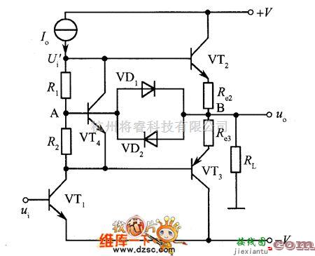 电源电路中的具有过载保护的互补推挽输出电路图  第1张