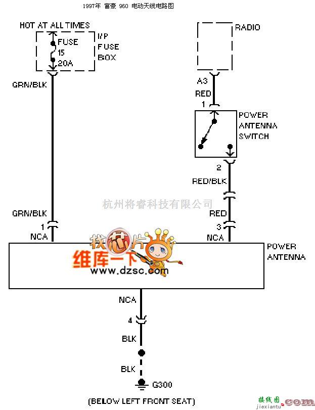 沃尔沃中的富豪960 电动天线电路图  第1张