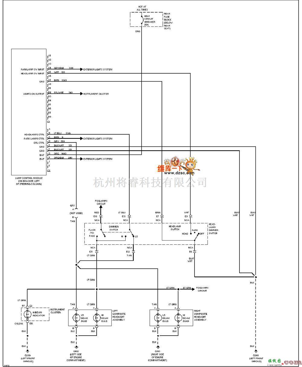 通用奥兹莫比尔大灯电路图  第1张