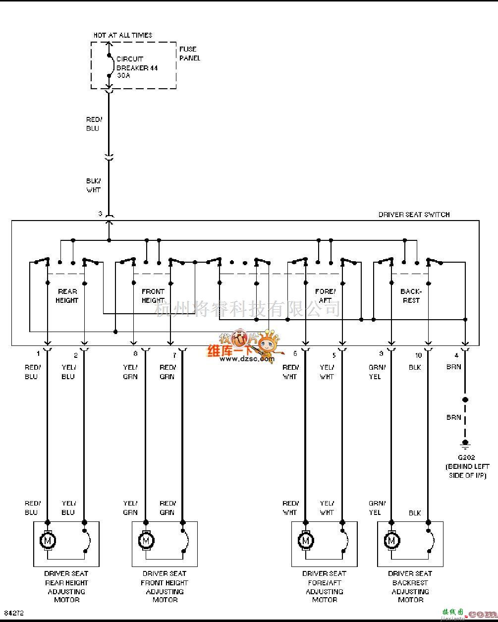 奥迪中的奥迪A4-96左侧电动座椅电路图  第1张
