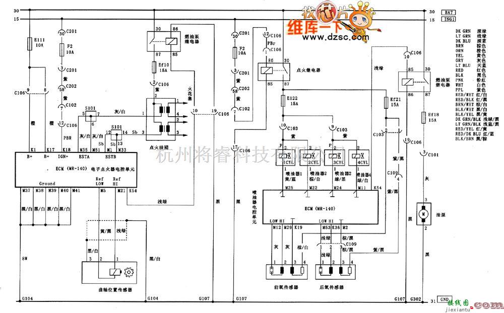 别克中的点火系统喷油器和传感器电路图  第1张