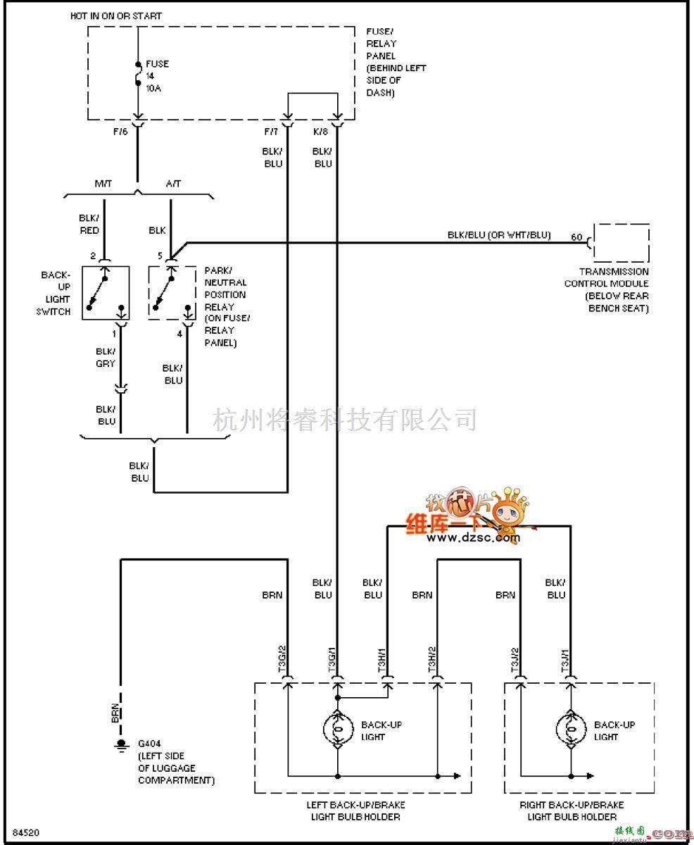 大众（一汽）中的96大众捷达倒车灯电路图  第1张