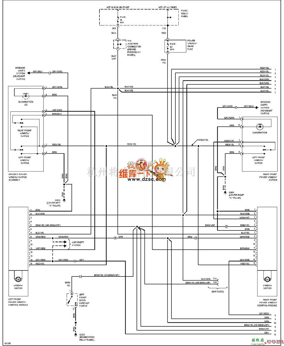 大众（一汽）中的96大众捷达电动窗电路图  第1张