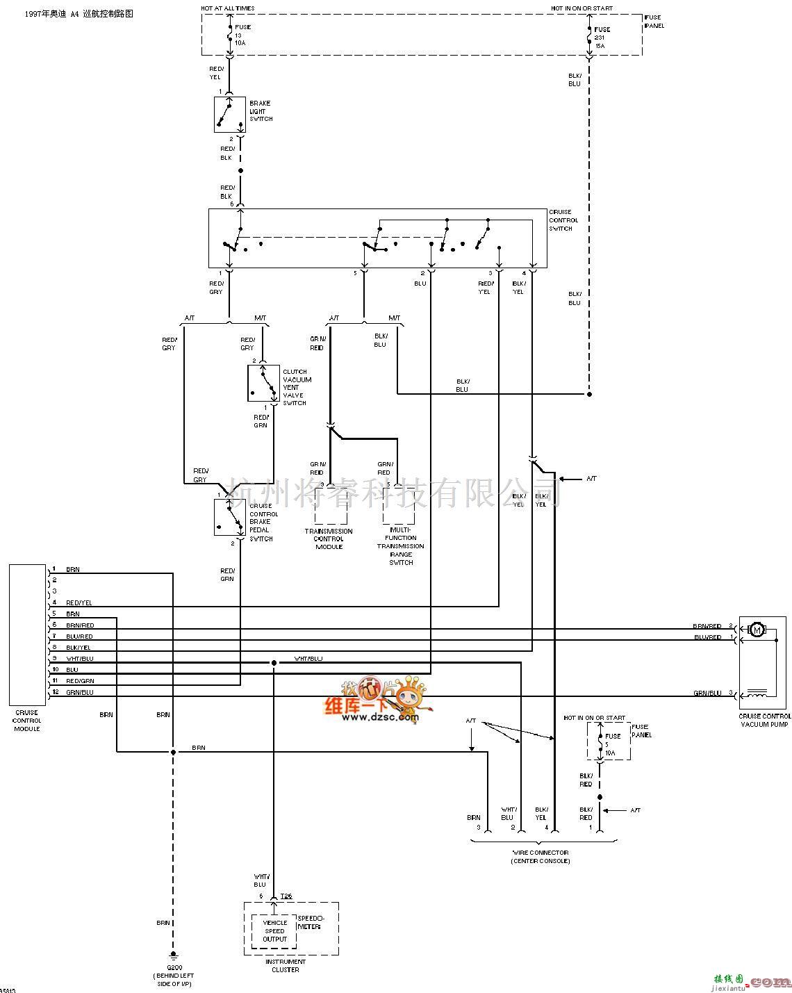 奥迪中的1997年奥迪 A4 巡航控制电路图  第1张