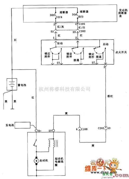 别克中的启动系统电路图  第1张