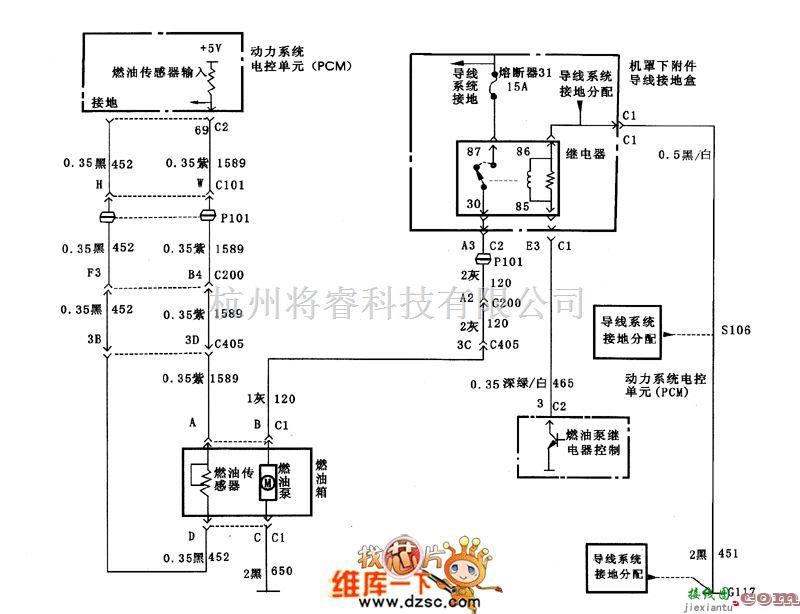 别克中的君威燃油传感器电路图  第1张