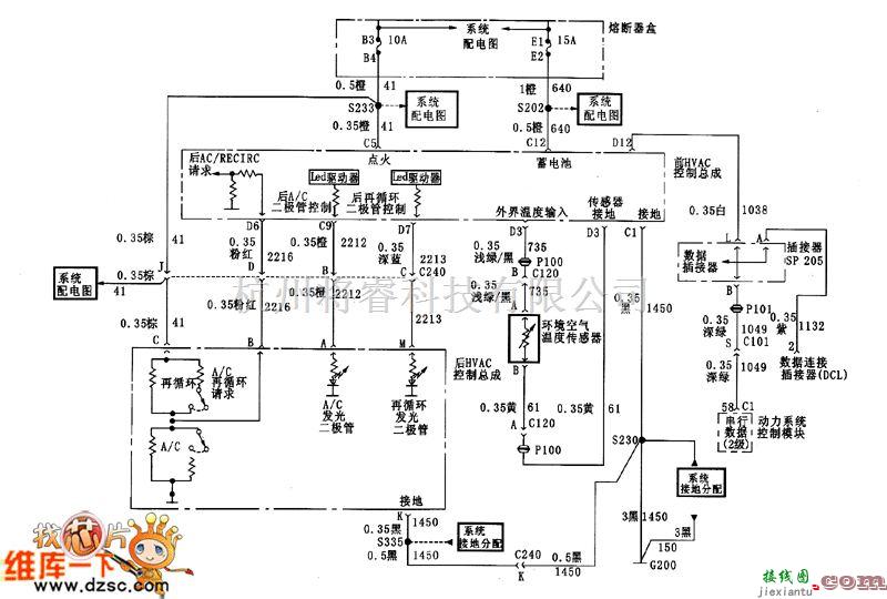 别克中的君威前后控制和环境温度控制电路图  第1张