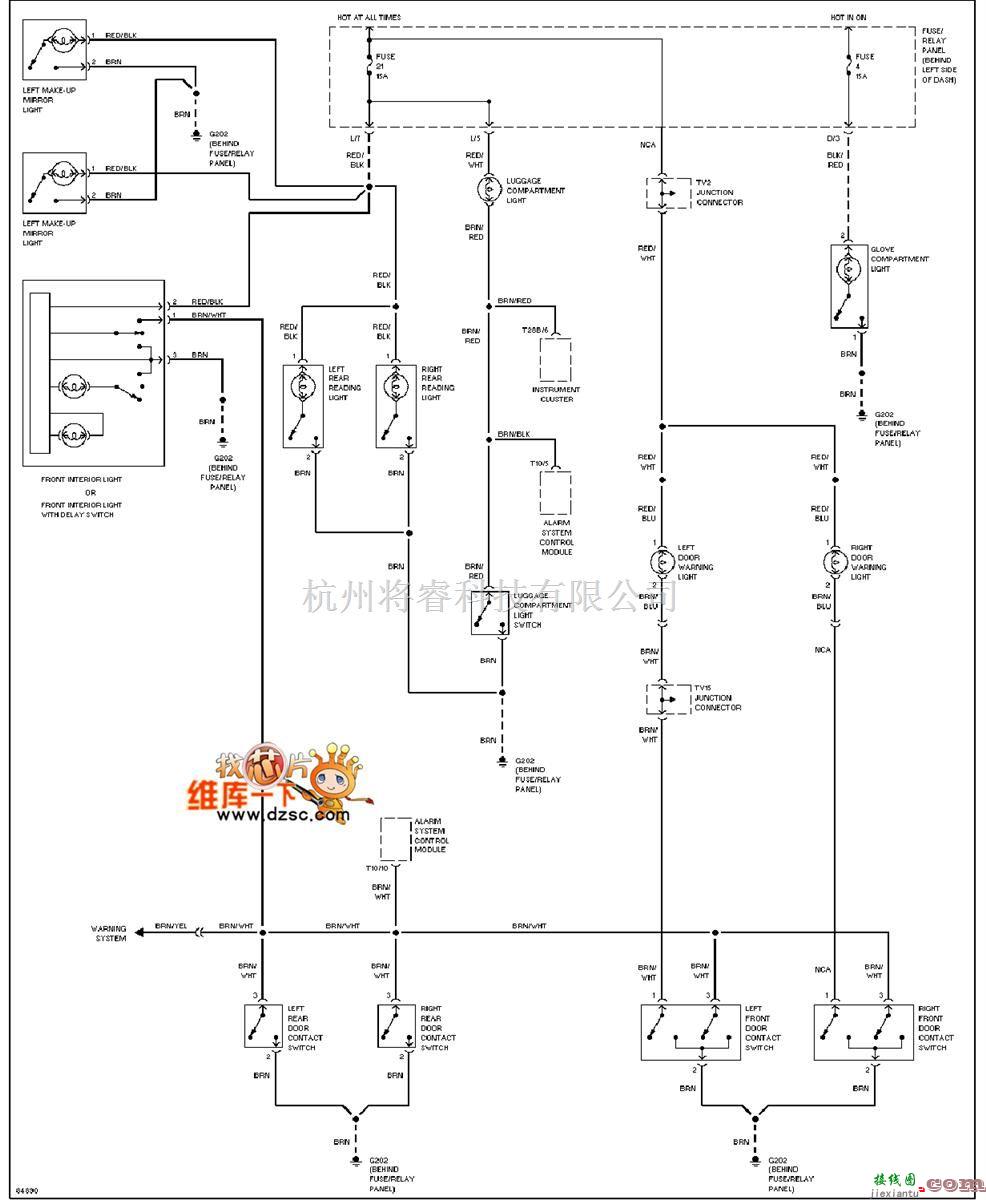 大众（一汽）中的96大众捷达门控灯电路图  第1张