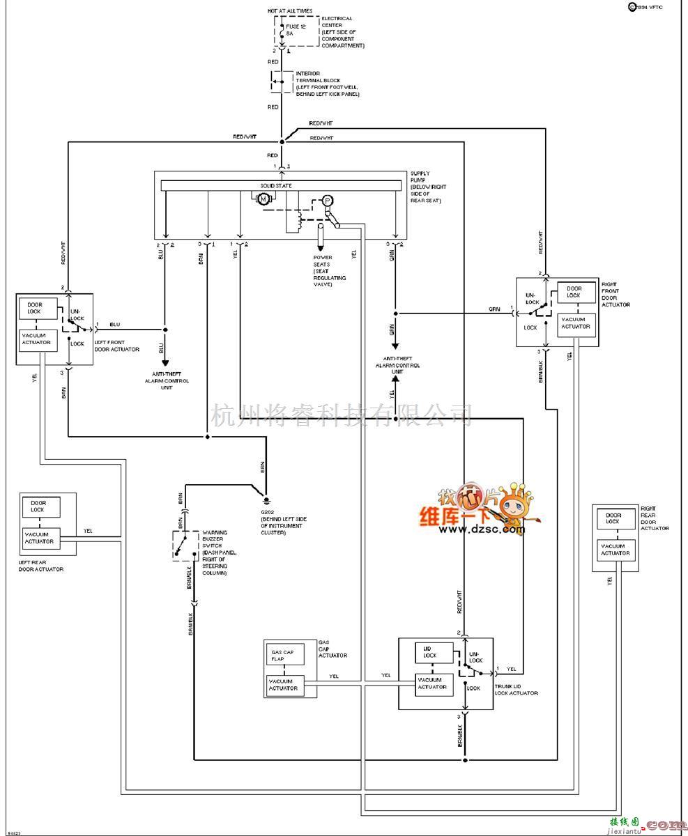 奔驰中的奔驰190E 电动门锁电路图  第1张