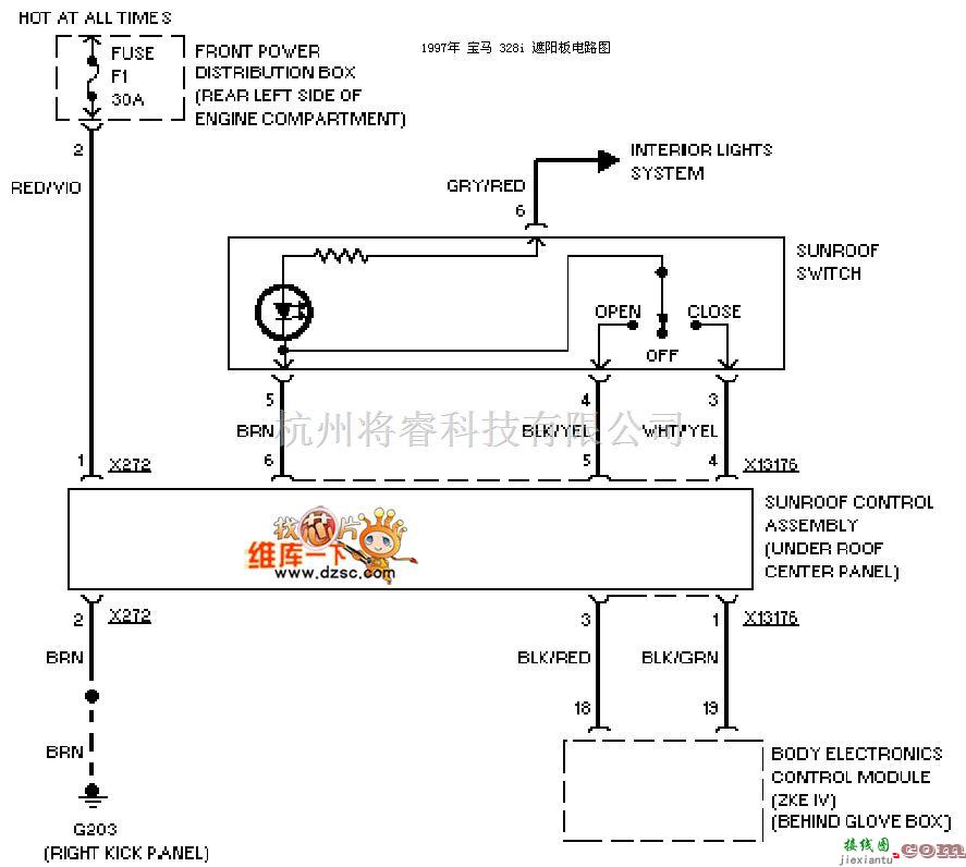 宝马中的宝马97 328i遮阳板电路图  第1张